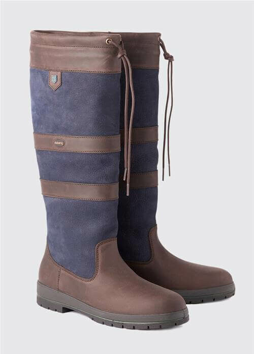 Galway slim fit boots in navy/ brown