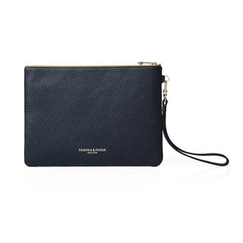 Highbury clutch in tan and navy