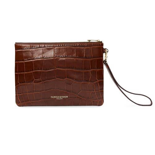 Highbury clutch bag in conker brown leather - Out and About