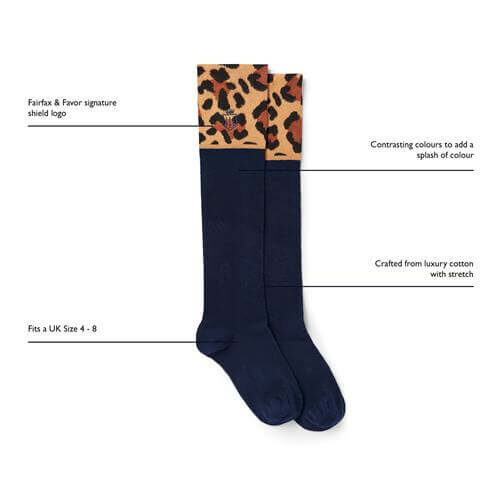 Signature Knee High Socks – Navy Leopard