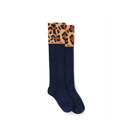 Signature Knee High Socks – Navy Leopard