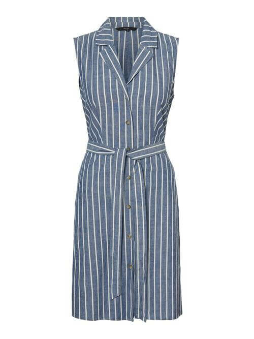 Denim Striped Shirt Dress – Blue size XL