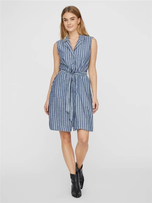 Denim Striped Shirt Dress – Blue size XL