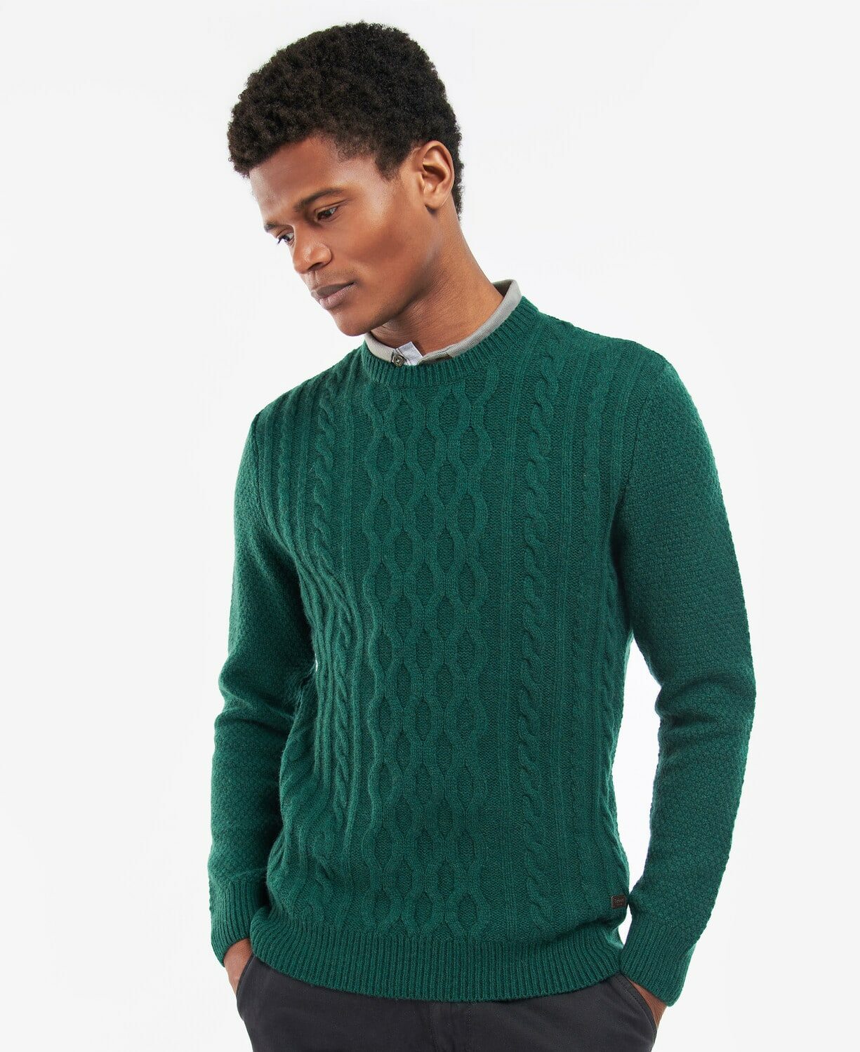 Essential Chunky Cable Knit Sweatshirt Forest