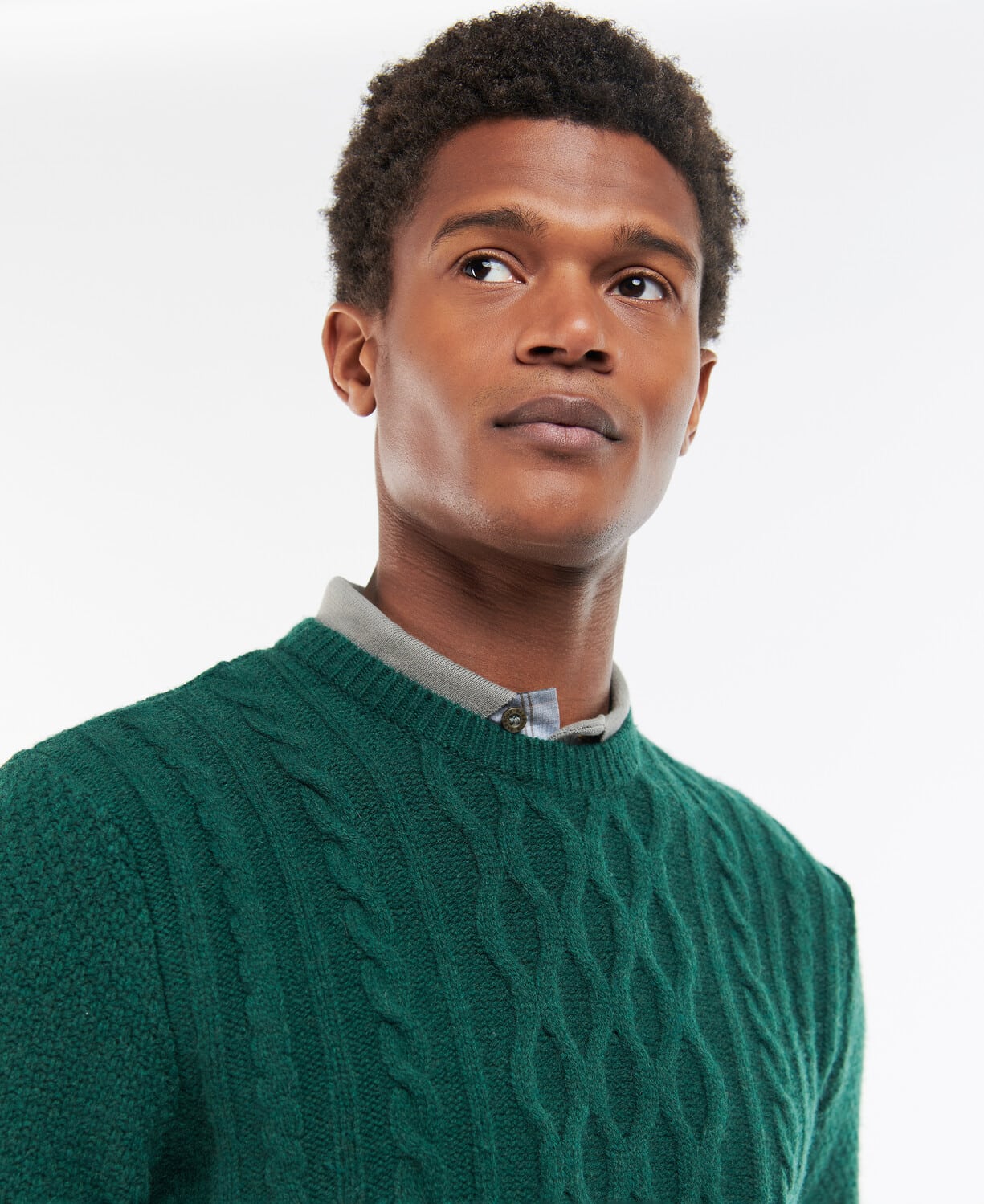 Essential Chunky Cable Knit Sweatshirt Forest