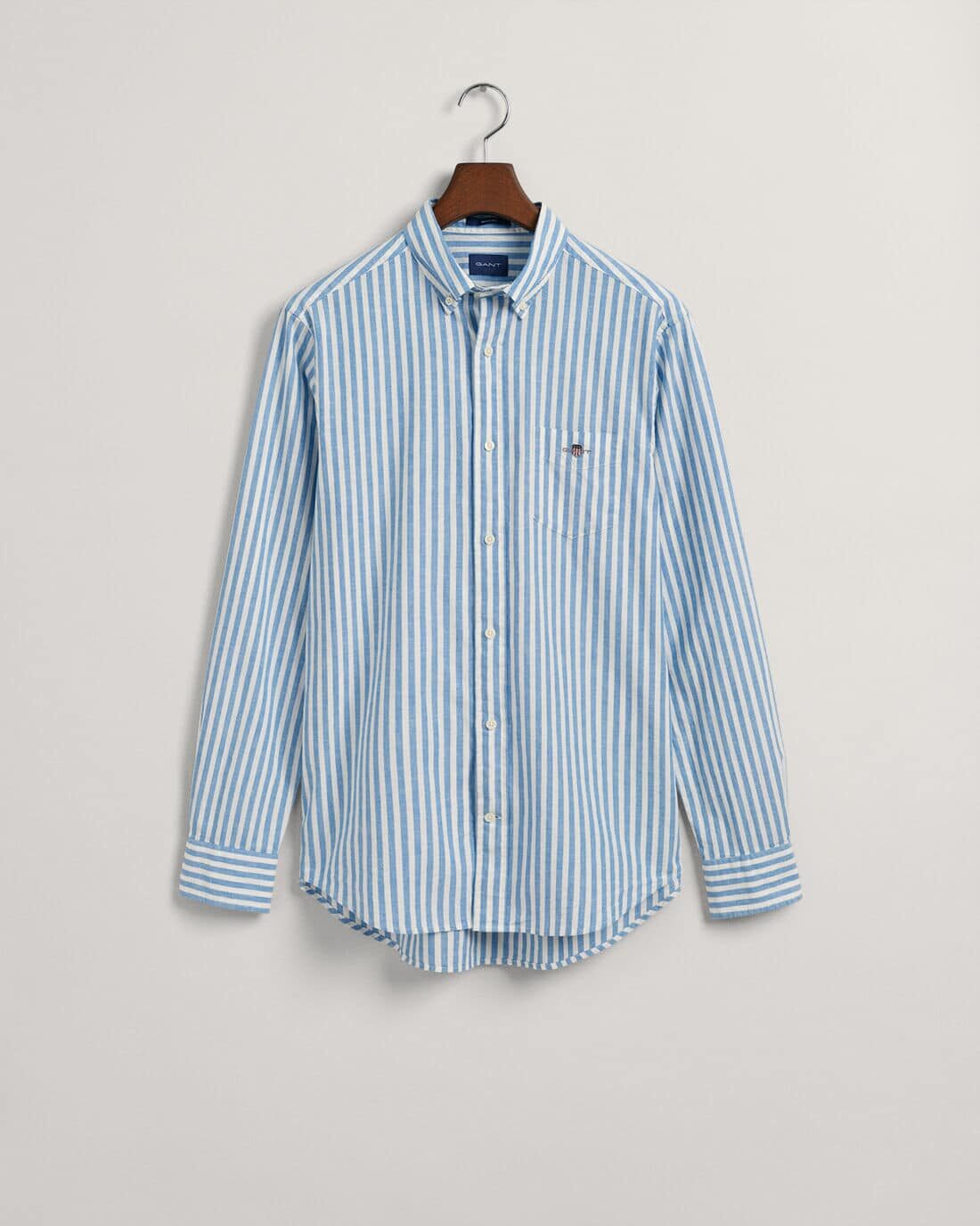 Regular Fit Striped Cotton Linen Shirt – Day Blue size M