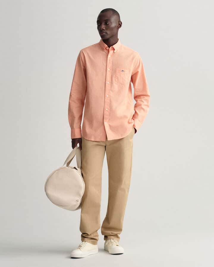 Cotton Linen Shirt – Apricot Orange