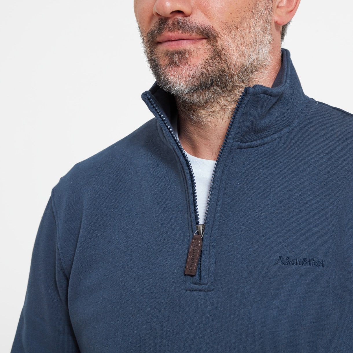 COTTON CASHMERE 1/4 ZIP JUMPER – STONE BLUE