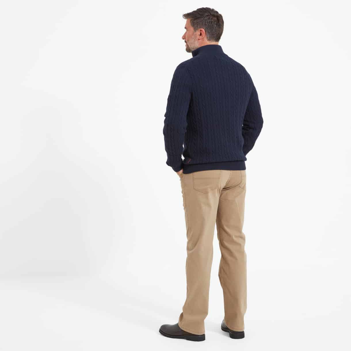 COTTON CASHMERE CABLE 1/4 ZIP JUMPER – NAVY