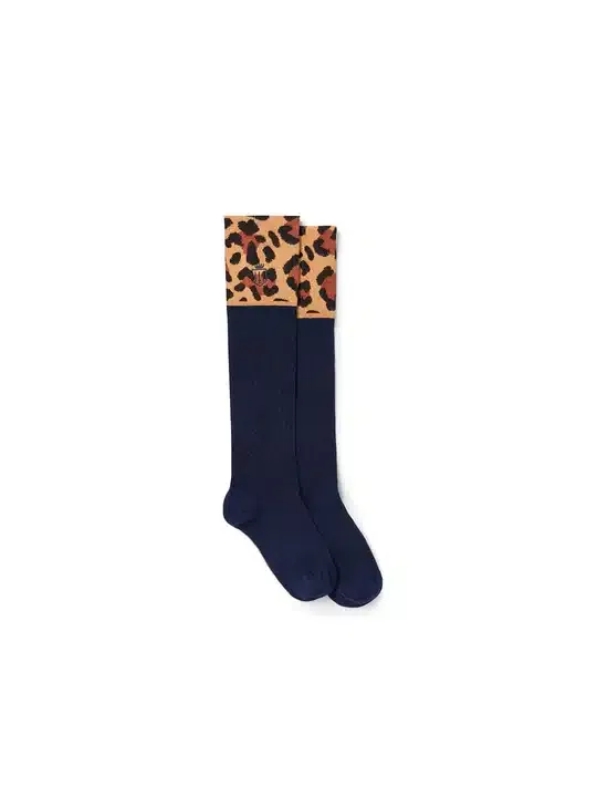 The Signature Knee High Socks Women’s Socks – Navy & Leopard