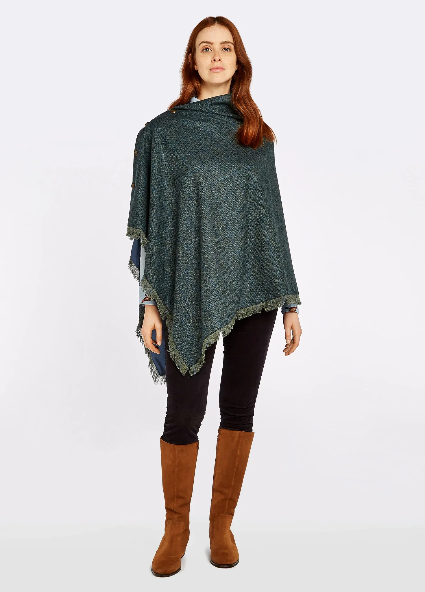 Hazelwood Tweed Poncho – Mist