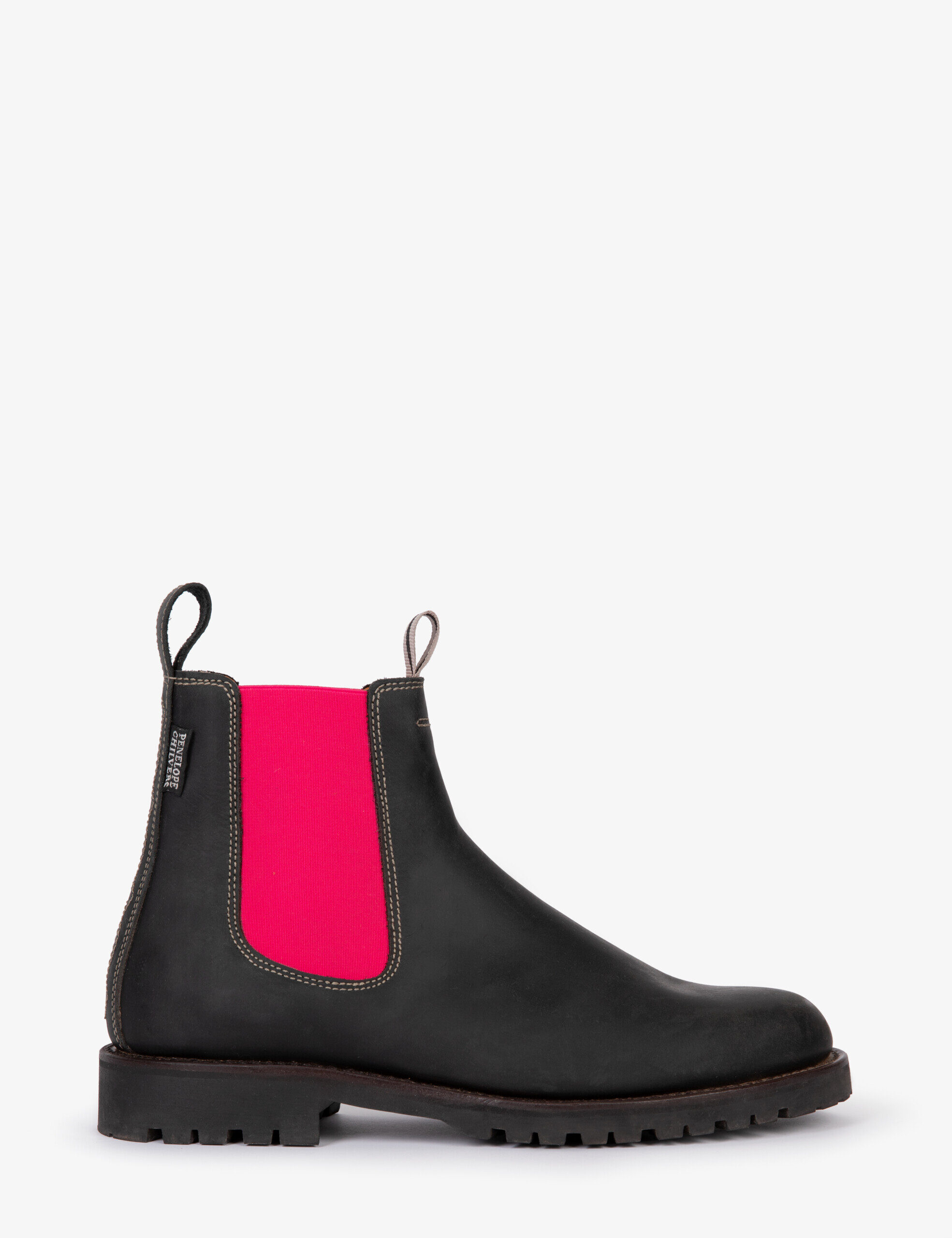 Nelson Leather Boot – Black/Neon Pink