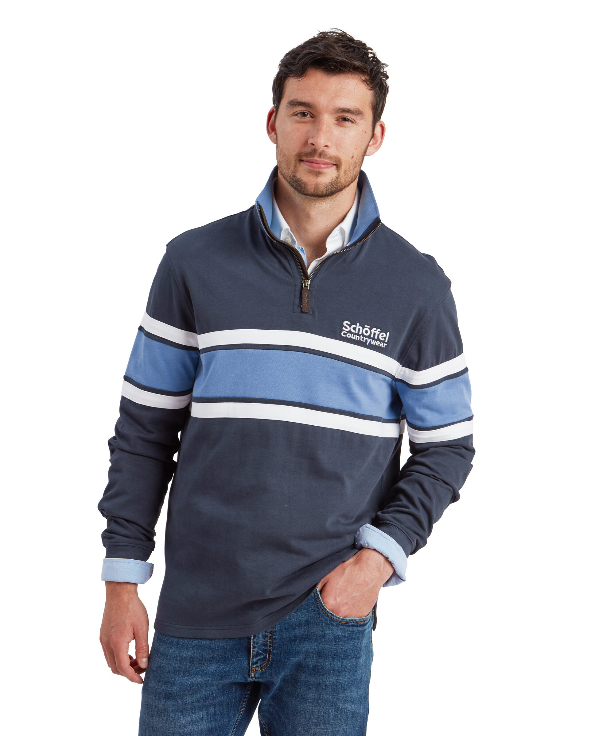 Exmouth Heritage 1/4 Zip – Petrol Blue