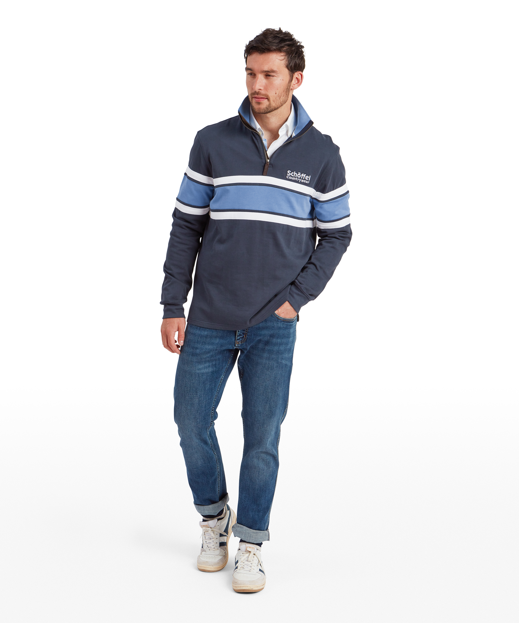 Exmouth Heritage 1/4 Zip – Petrol Blue