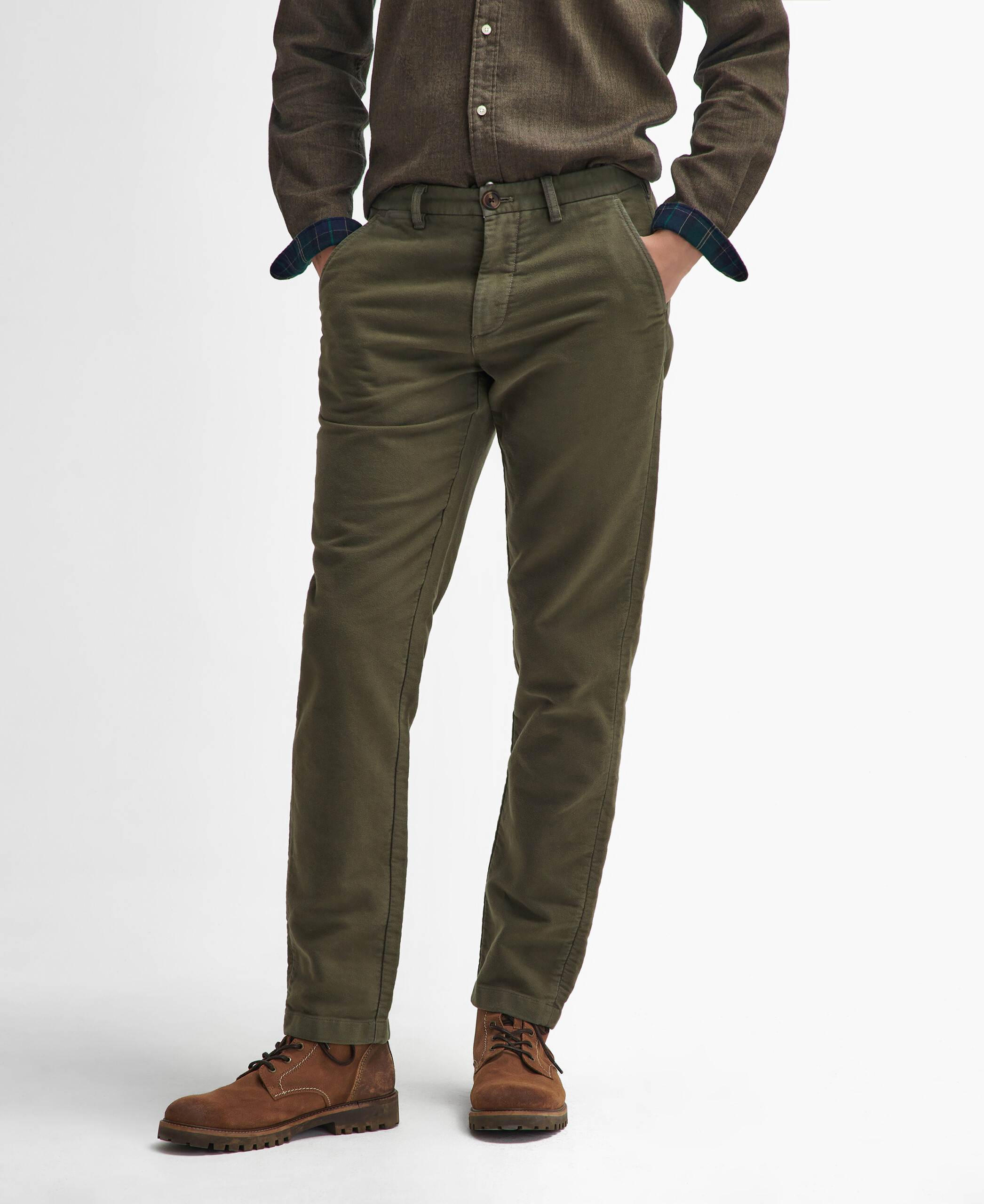 Moleskin Tailored Trousers – Olive