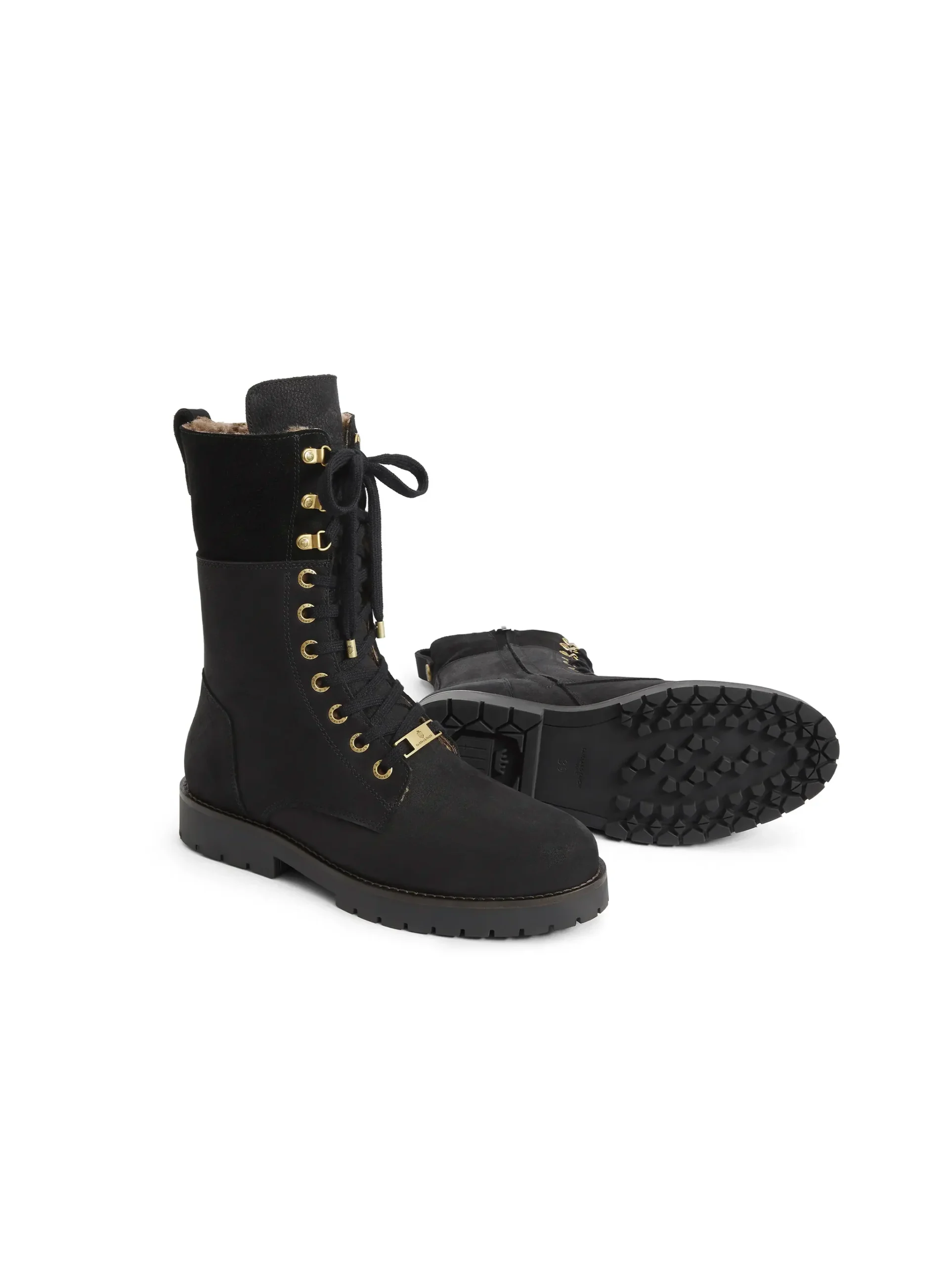 Anglesey Shearling Lined Combat Boots – Black Nubuck