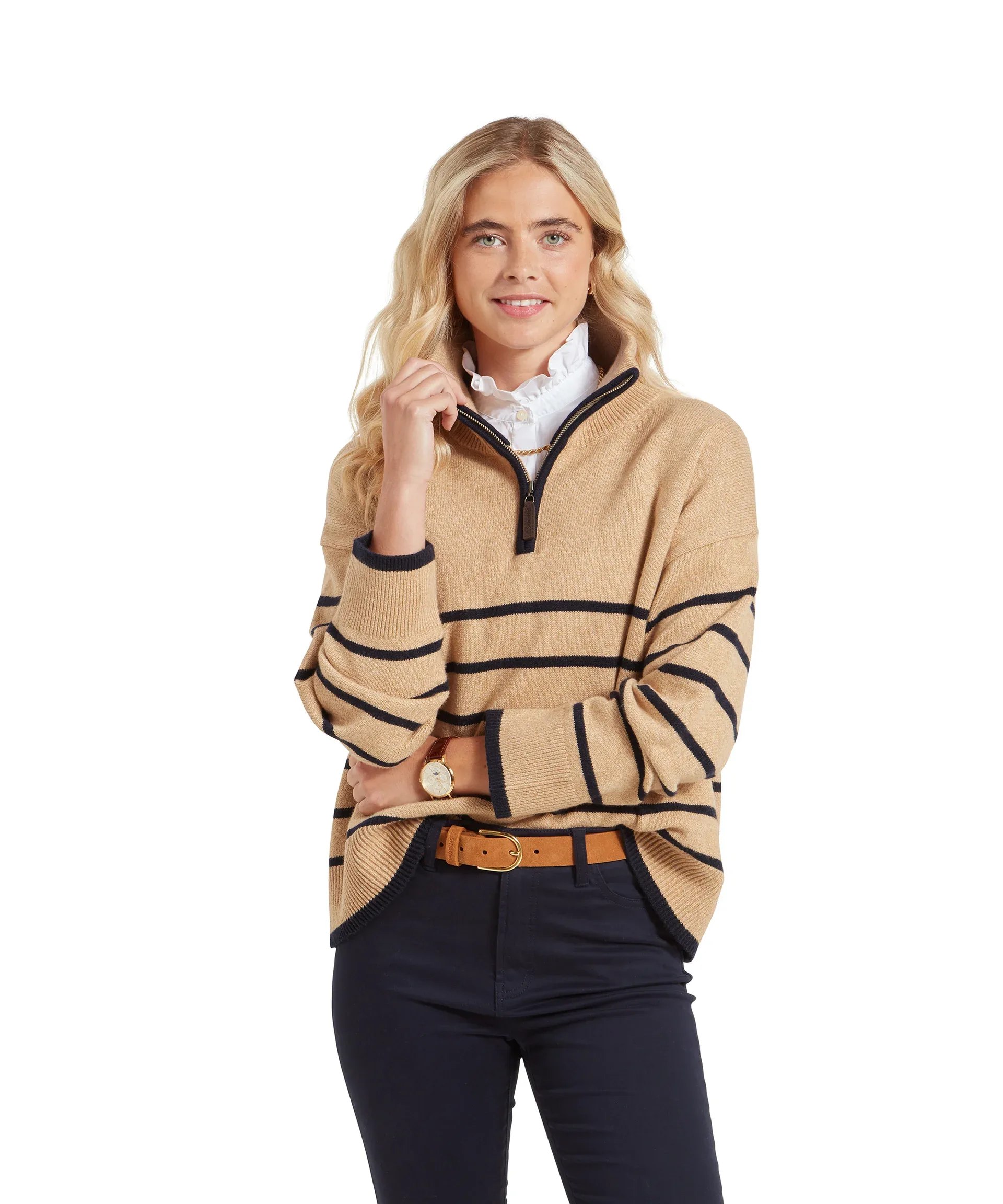 Sandsend Quarter Jumper – Warm Sand