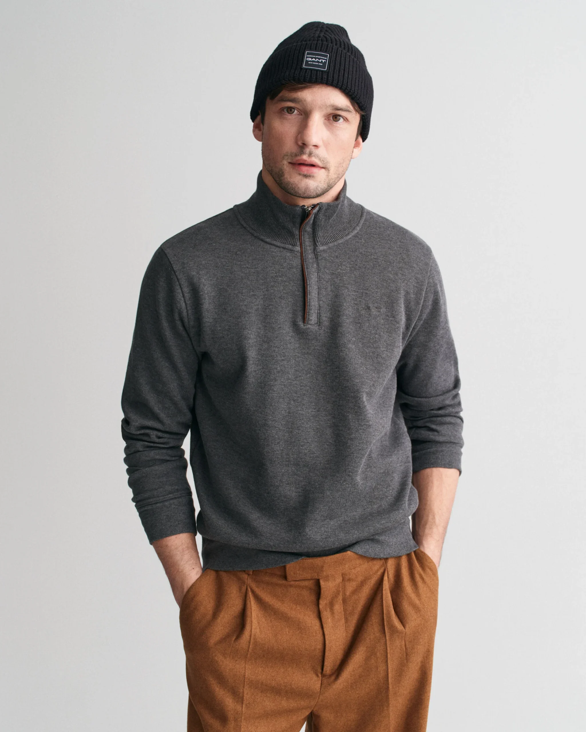 Sacker Rib Half-Zip Sweatshirt – Antracit melange