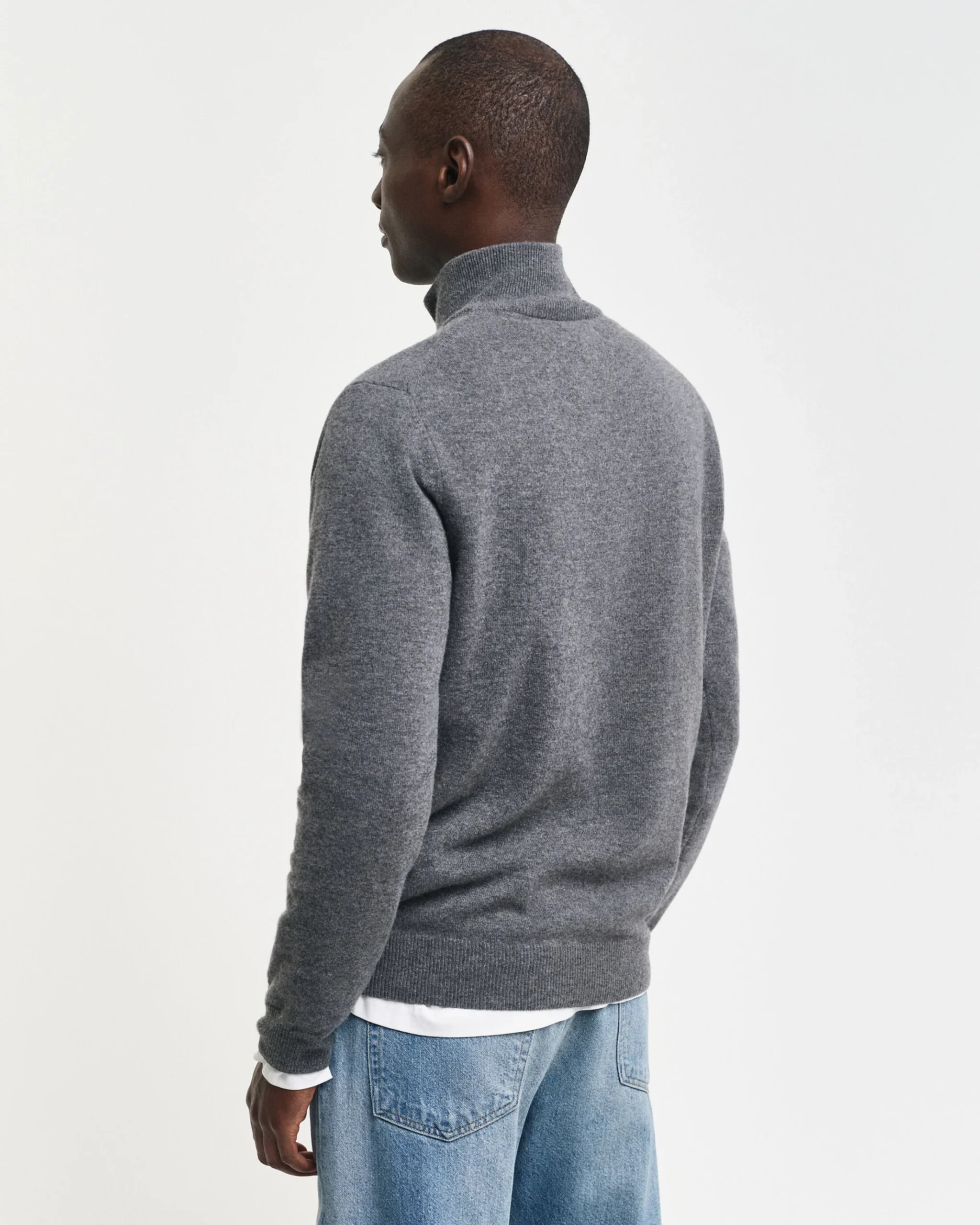 Superfine Lambswool Half-Zip Sweater – Grey