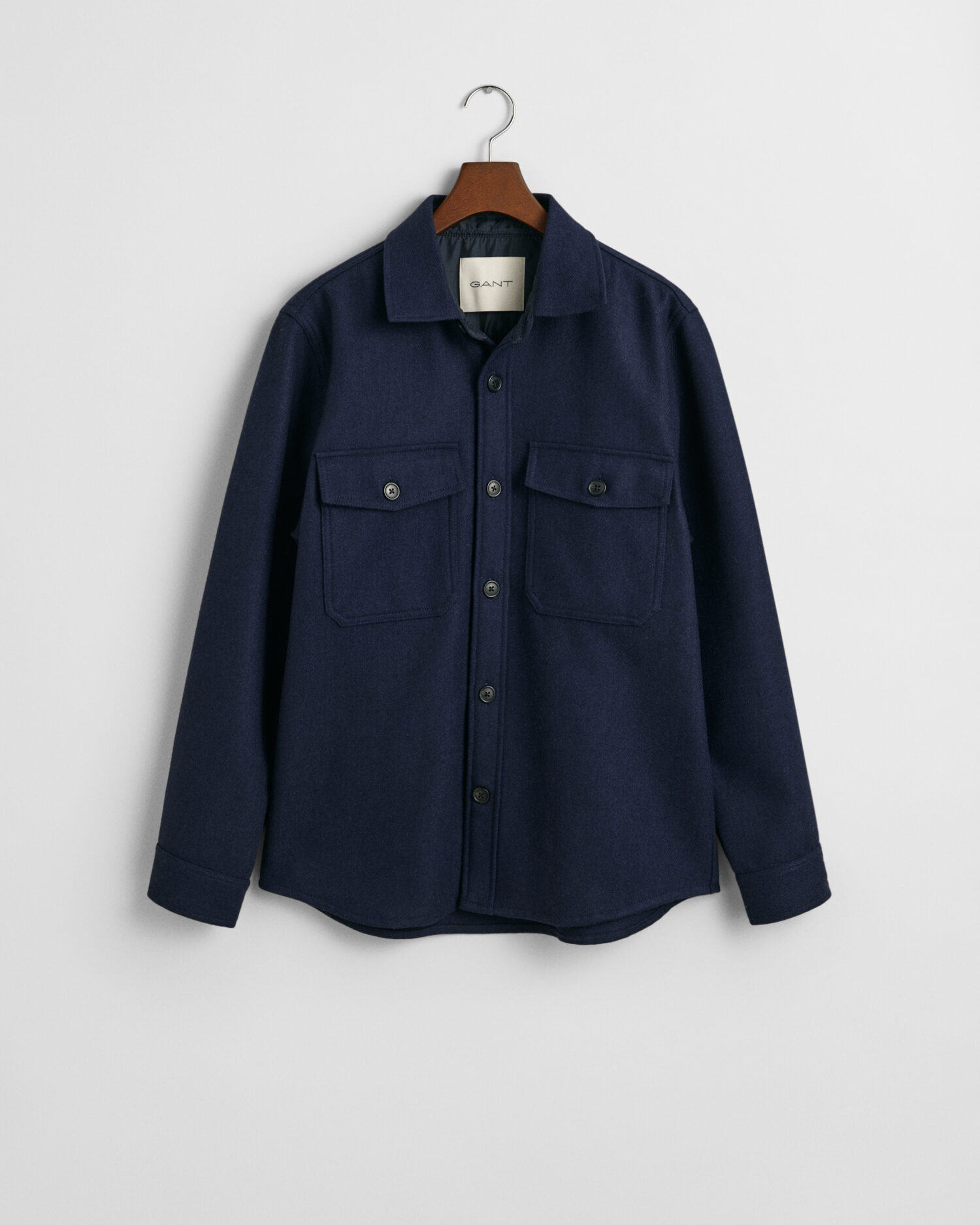 Wool Blend Overshirt – Navy