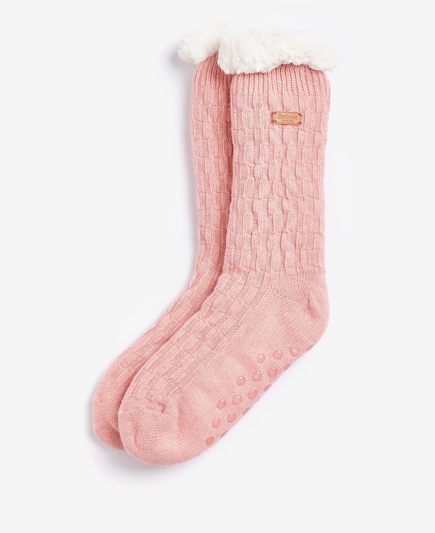 Cable Knit Lounge Socks – Dusty Pink