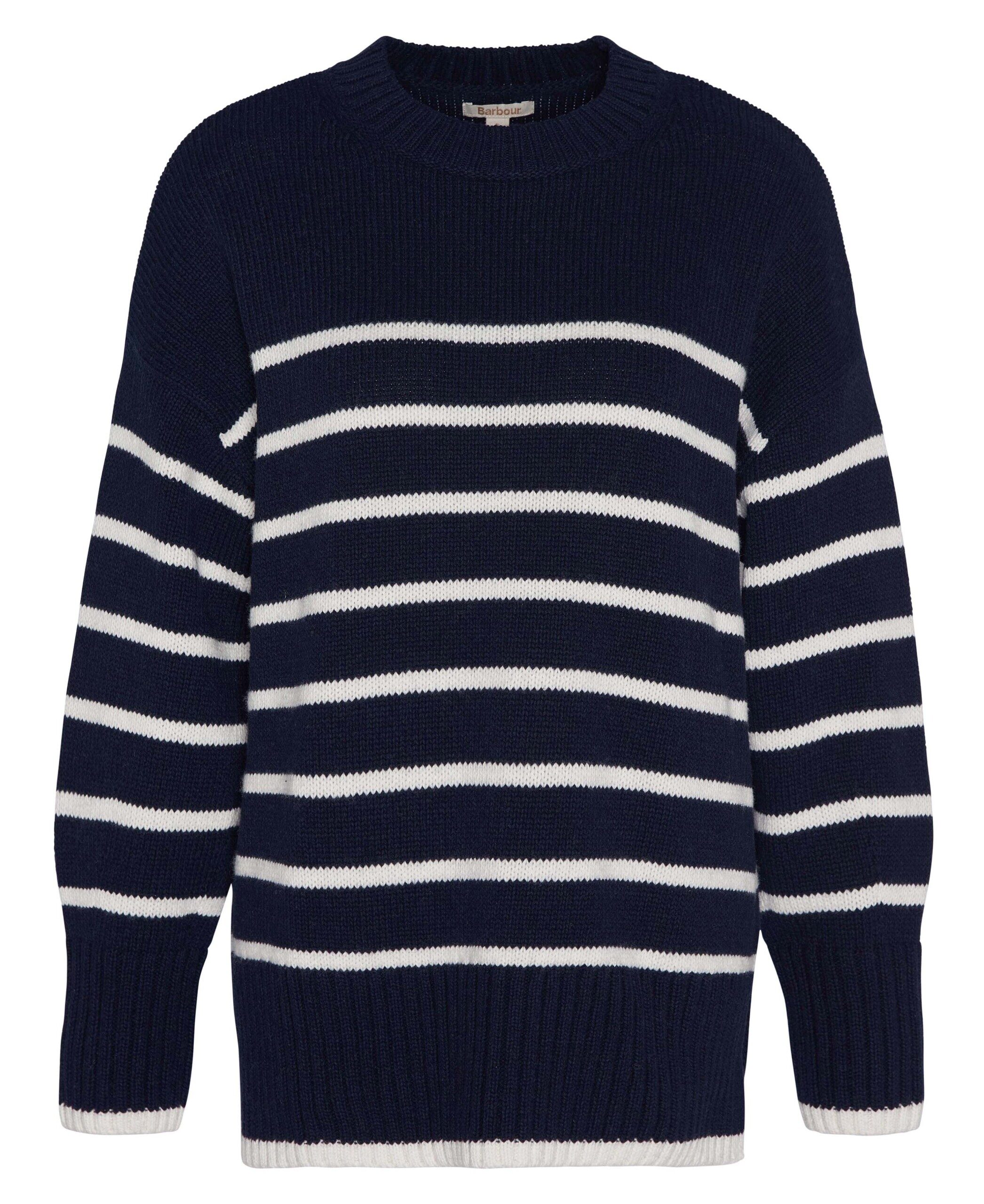 Belmore Striped Crew Neck Jumper – Navy