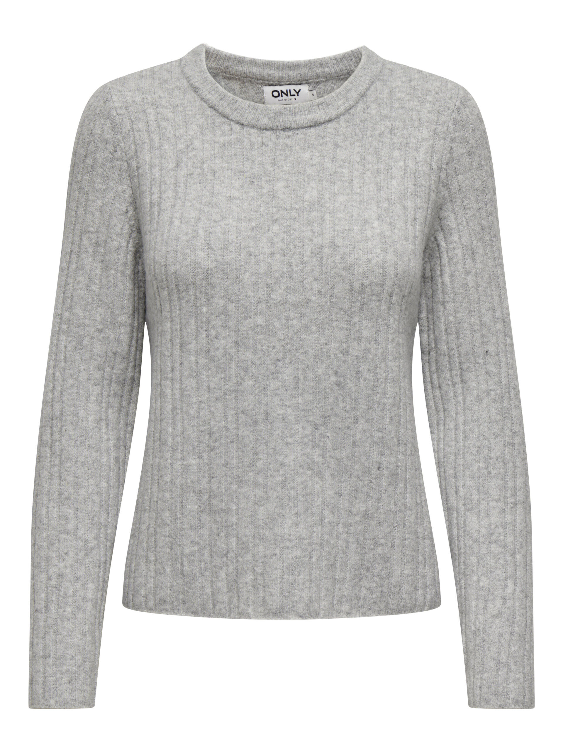 Jeanett Rib O-Neck – Light Grey