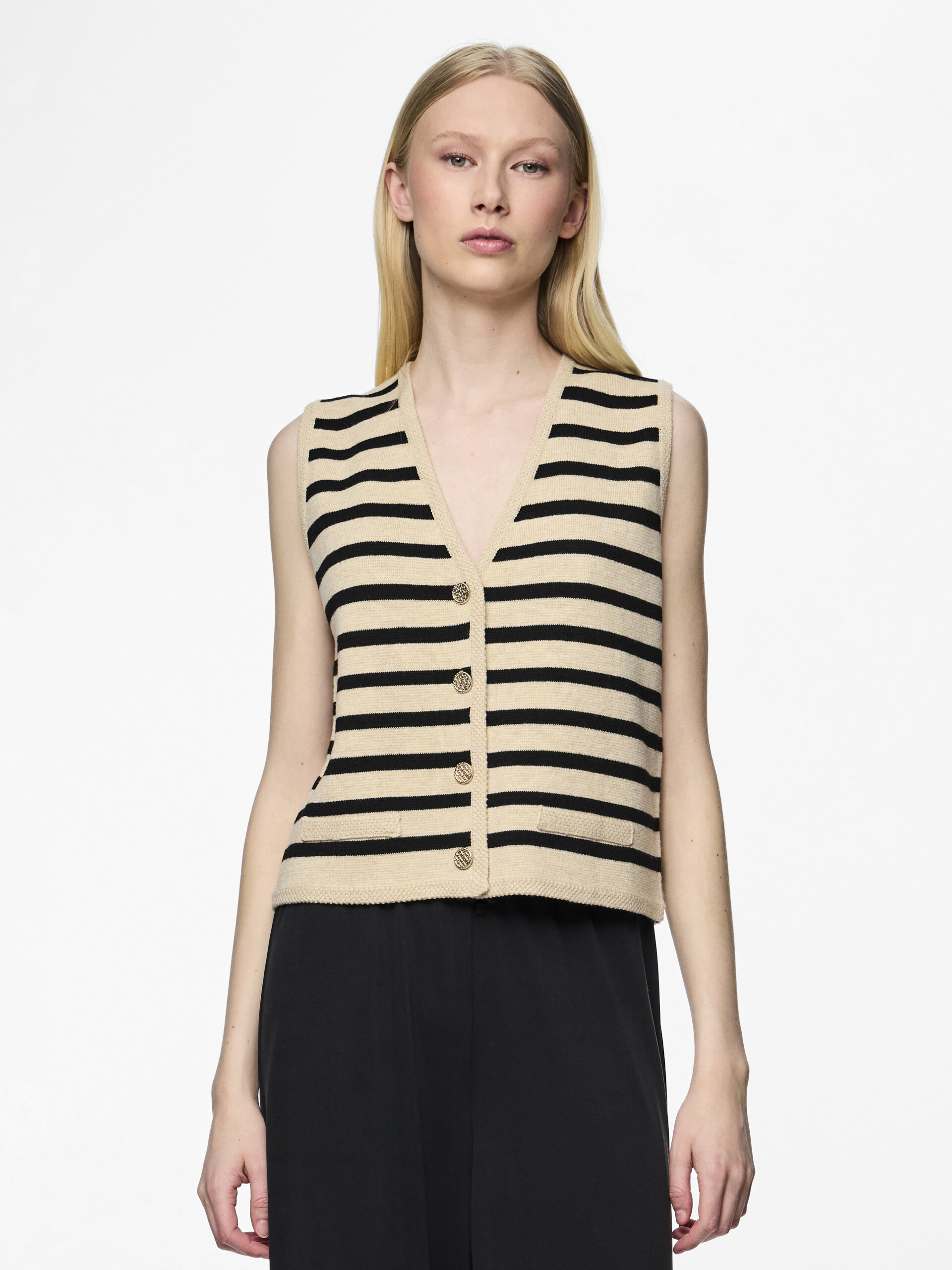 Nisa Knitted Vest – Striped