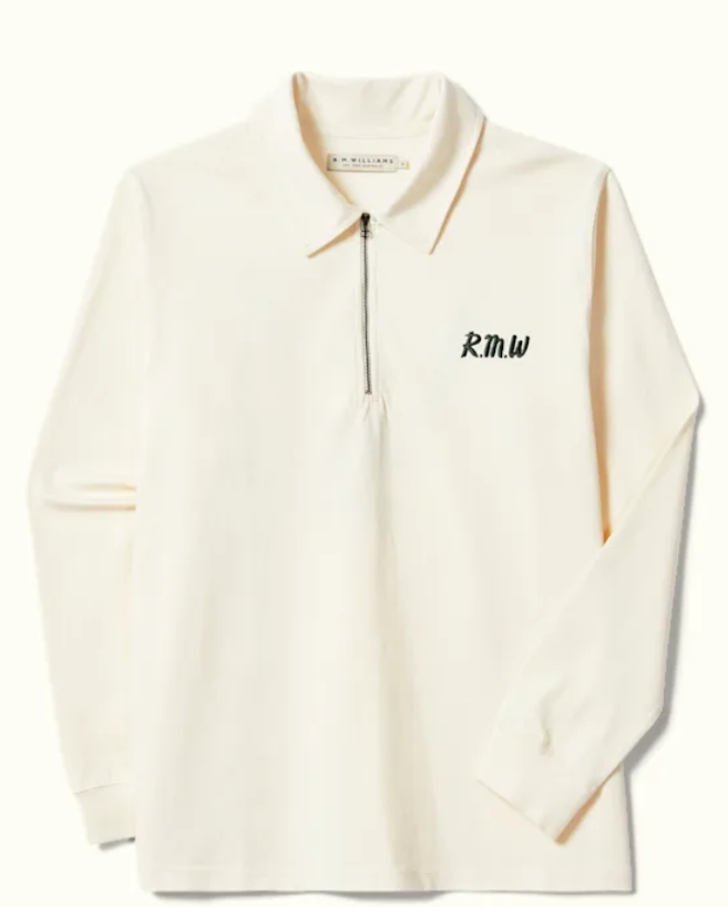 Boots and Saddles Quarter Zip Rugby Top- Cream