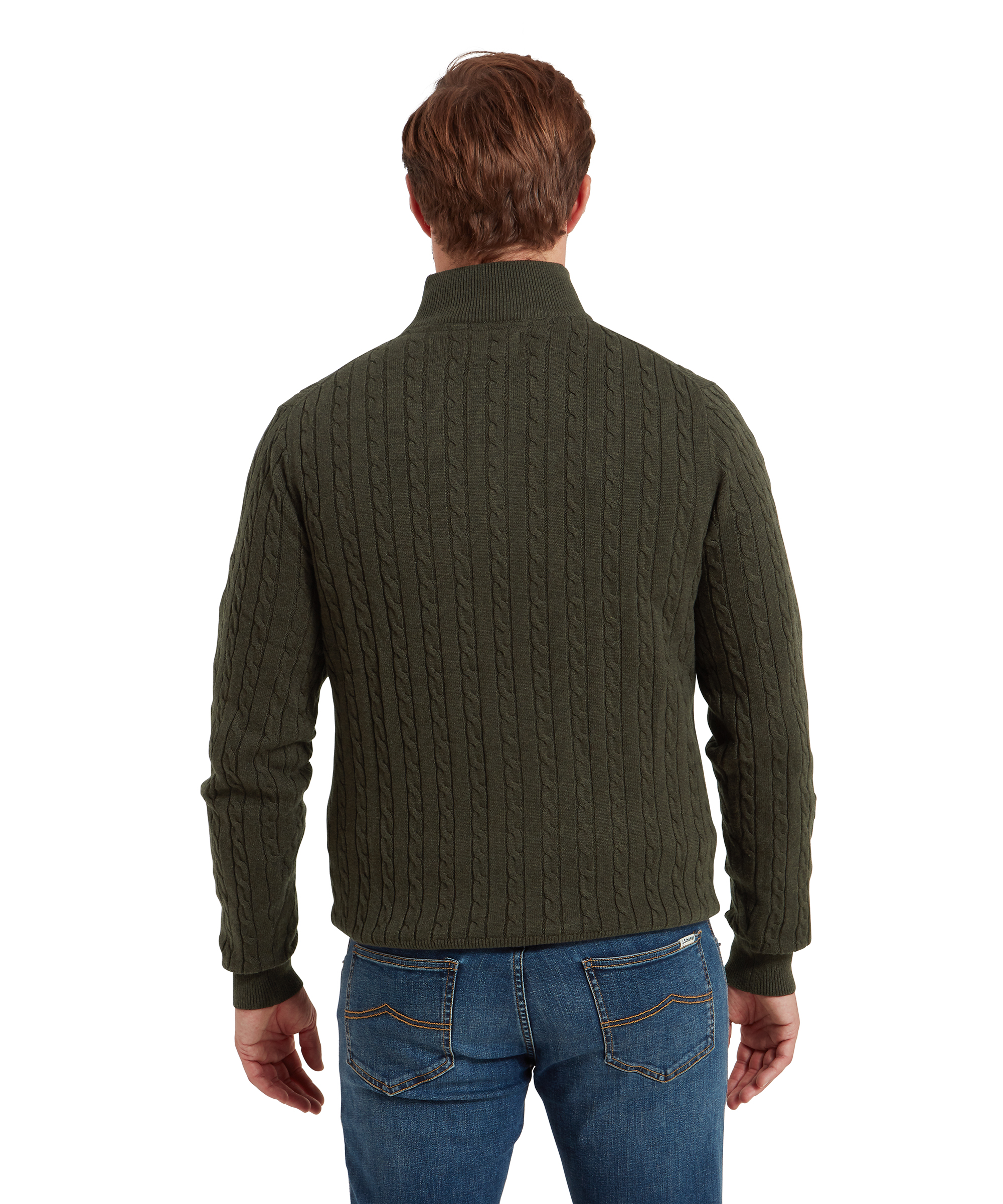 Calton Cotton Cashmere Cable 1/4 Zip – Green