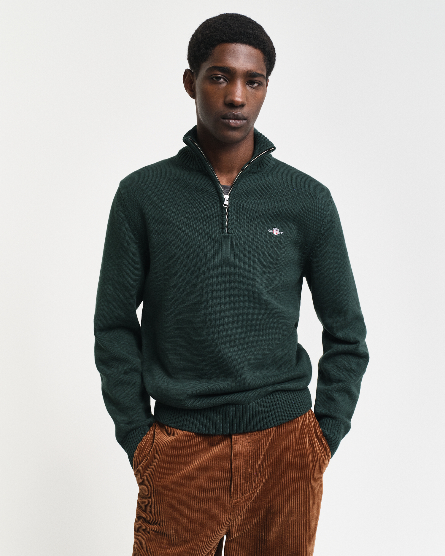 Casual Cotton Half Zip – Tartan Green