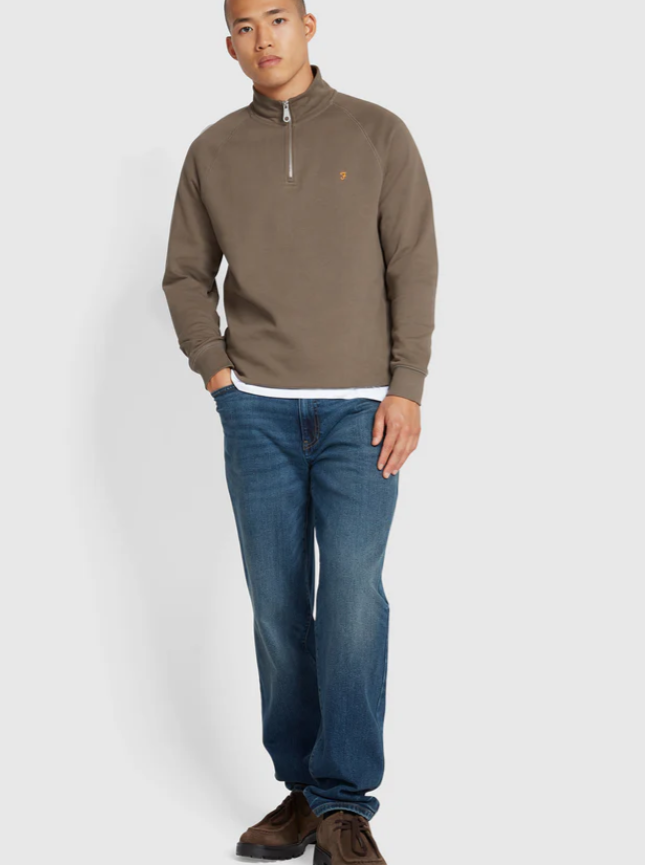 Jim Organic Cotton Quarter Zip Sweatshirt – Mushroom