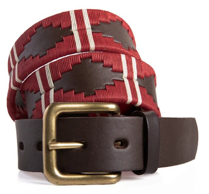 Polo Belt – Burgundy Double Stripe