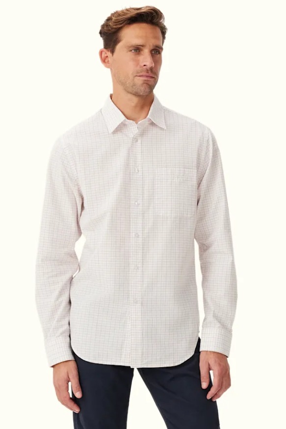 Regular Poplin Shirt – White/Red