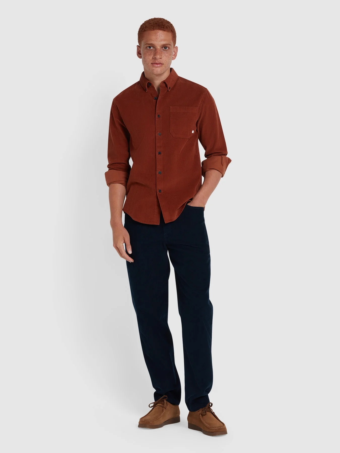 Farah Spencer Cord shirt in Teak